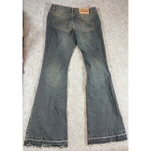 Vintage Jou Jou Flared Jeans Womens 5/6 Blue Faded Distressed Hippie Hip Hop Y2K